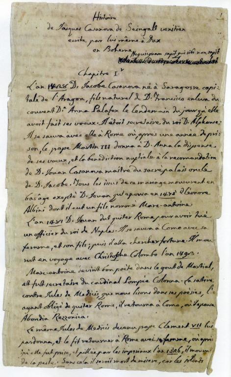 Prima pagina del manoscritto dell'Histoire de ma vie (da…