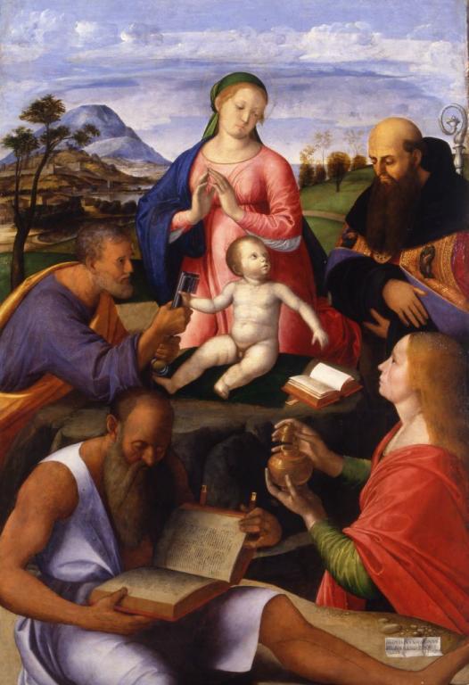 Alvise Vivarini, Madonna con il bambino e santi (1500,…