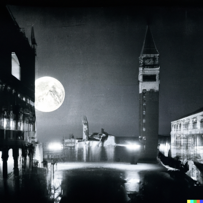 Venice by night (immagine creata con Dall-E).