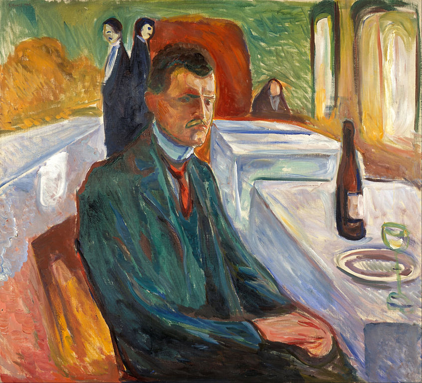 Edvard Munch (1863 - 1944), Autoritratto con una bottiglia…