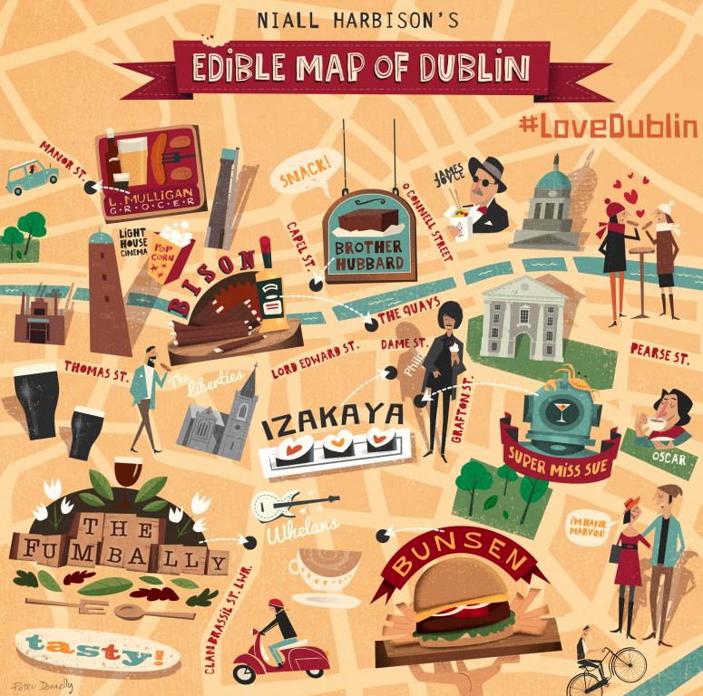 Niall Harbison's Edible Map of Dublin (illustrazione di…