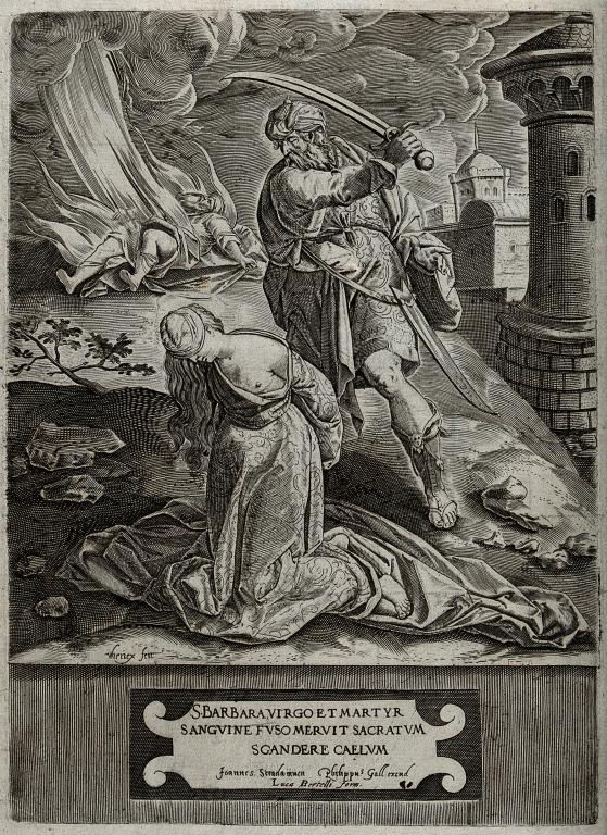Il martirio di santa Barbara in un'incisione di Wierix…
