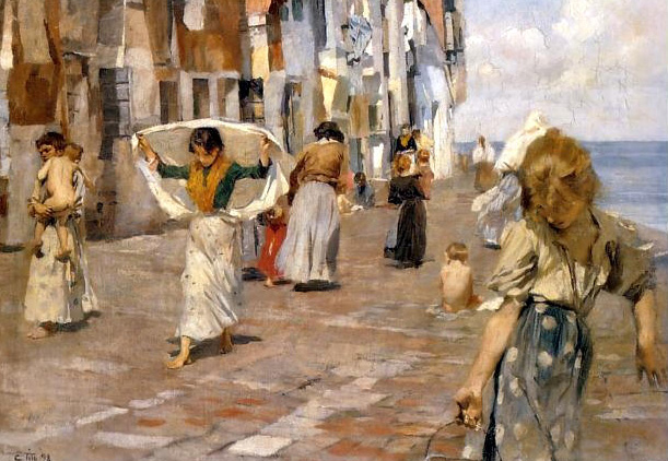Ettore Tito, Chioggia (1898, olio su tela; fonte: en.wikipedia.org).
