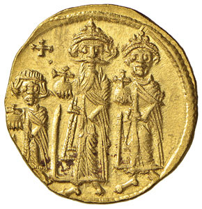 Un eraclio d'oro del VII secolo (fonte: deamoneta.com).