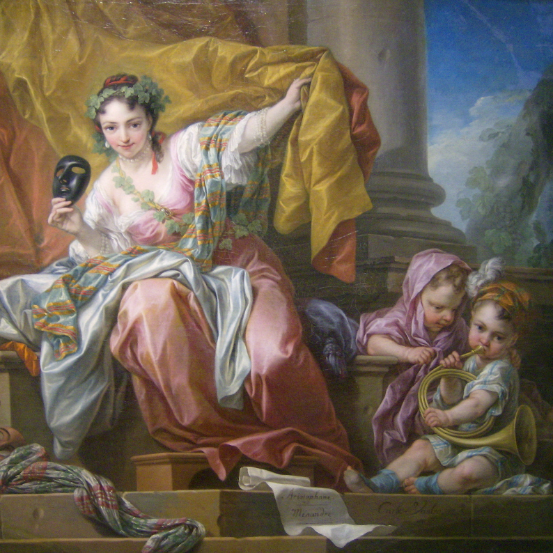Carl van Loo, Allegoria della Commedia (1752; Museo Puskin, Mosca; fonte: commons.wikimedia.org).